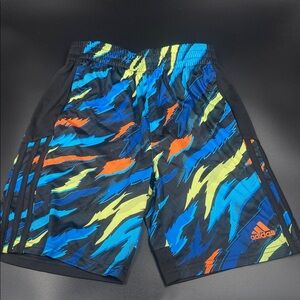 Adidas Blue and Orange Patterned Shorts